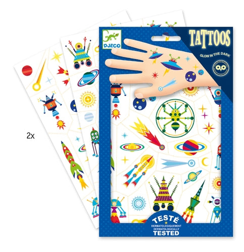 DJECO glow in the dark tattoo's Space Oddity