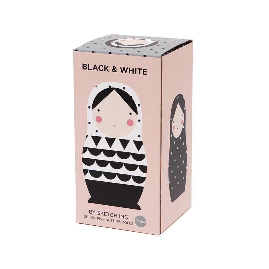 Petit Monkey nesting dolls zwart wit