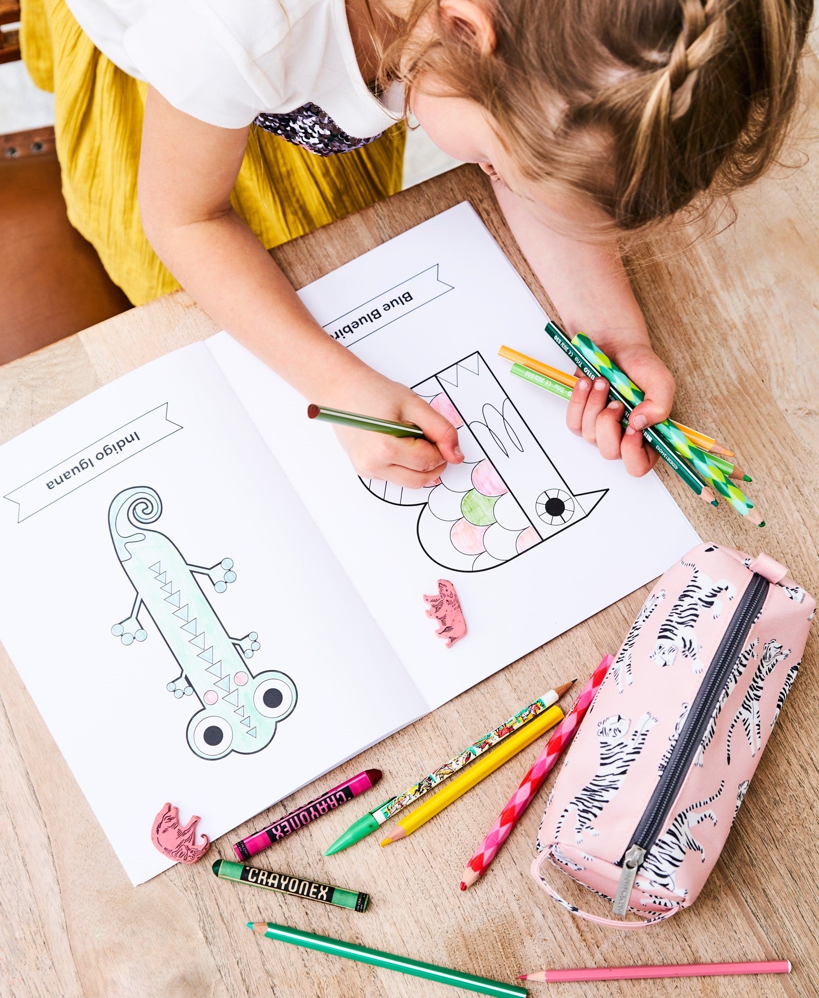 Petit Monkey etui tijger wit