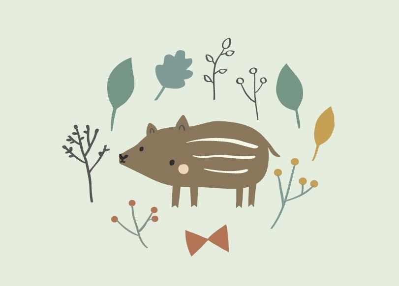 Petit Monkey ansichtkaart baby boar mint