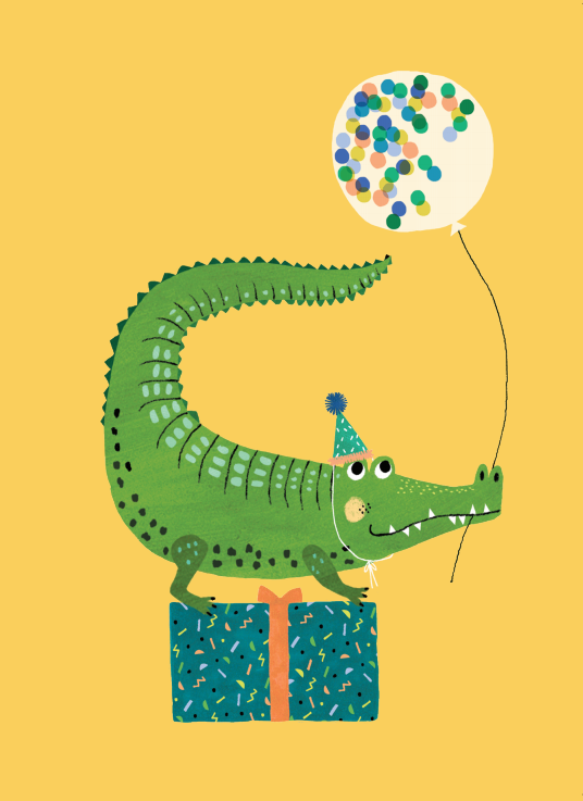 Petit Monkey ansichtkaart Party crocodile