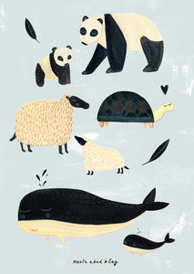 Petit Monkey poster B&W animals grey 50 x 70 cm